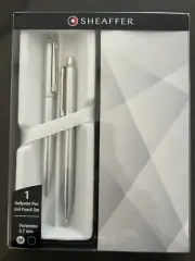 NEW SHEAFFER Sentinel E932351H/16 Brushed Chrome Ballpoint Pen & 0.7mm Pencil