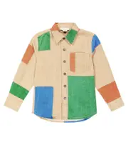 [Stella McCartney Kids] Stella McCartney Kids Patchwork cotton shirt Y 3 beige