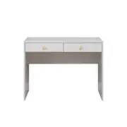 European Cabinetry White Fluted Round Brass Handles Odessa Desk