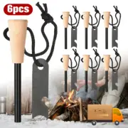6pc Flint Rod Stone Fire Starter Match Lighter Emergency Survival Camping Hiking