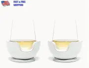 VoChill Stemless Wine Glass Chiller Pair - 2 pk, Quartz. NEW
