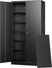 Letaya Metal Storage Cabinets with Lock, 72'' Tall Locker Organizer Steel Cabinets, Adjustable Layers Shelves 2 Doors for Home, Office, Warehouse,Garage,Industrial,Employee Lockers (White-72“)
