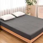 Luxury Mattress Pads Queen Size - Cooling and Breathable Mattress Protector Fitted Sheet - Mattress Cover Q-Max>0.4 Cooling System for Hot Sleepers - Deep Pockets Stretch up to 18"- Gray