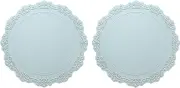 uxcell Round Silicone Placemats Set of 2, 14" Place Mats for Dining Table Heat Resistant Waterproof Oil Proof Kitchen Placemats, Light Blue