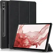 [Kepuch] Custer Case for Samsung Galaxy Tab S9+ S9 Plus 12.4" SM-X810 SM-X816B SM-X818U,Ultra-Thin PU-Leather Hard Shell Cover - Black