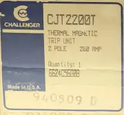 CHALLENGER CJT2200T CUTLER HAMMER JT2200T 2 Pole 200 AMP J Frame TRIP UNIT