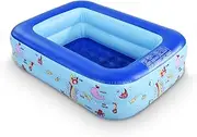 Inflatable Family Swim Center Pool with Inflatable Soft Floor, Ocean World Kids Swimming Pool (Blue 45 in)…