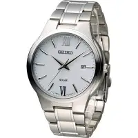 在飛比找Yahoo!奇摩拍賣優惠-【金台鐘錶】SEIKO 精工 銀白色 SNE385P1太陽能