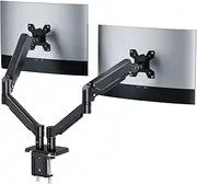 Ekisemio Dual Monitor Stand-Full Adjustable Monitor Desk Mount Swivel Vesa Bracket with C Clamp, Grommet Mounting Base for 13 to 32 Inch Computer Screens - Each Arm Holds 9lbs, Black