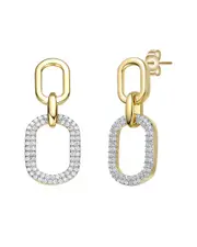 Rachel Glauber 14K Plated CZ Geometric Dangle Earrings