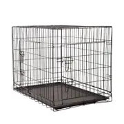4Paws Dog Cage Pet Crate Cat Puppy Metal Cage ABS Tray Foldable Portable 30"