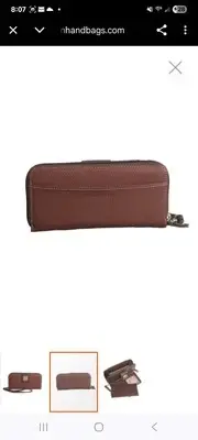 Stone Mountain Large Cornwall Zip Around Cognac BRN Bonded Leather Wristlet-NWT