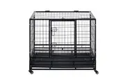 Dog Crate Kennel House Rabbit Hutch Cat Pet Cage Playpen Furniture Puppy Bunny Enclosure Carrier Foldable with Lockable Wheels