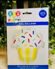 NEW & FACTORY SEAL - 321 Party! Cupcake Foil Balloon Huge 29in Helium Inflated!