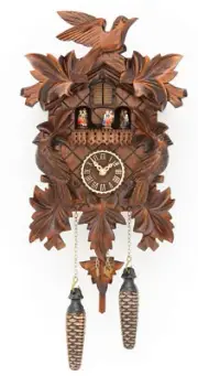 Quartz Cuckoo Clock with music 7 leaves, 3 birds TU 377 QMT NEW