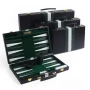 Travel Medium 15 Inch Backgammon Black Sets Classic Board Game with Premium Leat
