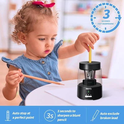 Pencil Sharpener Electric Heavy Duty Blade Rechargeable Battery Powered Colored