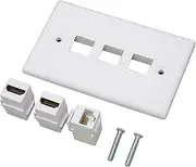 Cat6 Wall Plate, Safe ABS Soldering 2 Port 4K HD Multimedia Interface Wall Plate for Computers for Projector