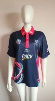 Melbourne Vixens Womens Netball Short Sleeve Polo Shirt Size M New - SIGNED