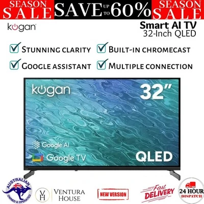 Kogan 32" QLED Full HD Smart AI Google TV Home Theater Voice Assistant USB HDMI