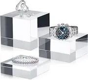 Geelin 3 Pcs Acrylic Square Display Block Clear Polished Acrylic Cube Solid Acrylic Display Risers Stand Acrylic Stands for Display Acrylic Pedestal Stand for Jewelry Perfume Collection, 3 Size