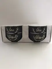 Sheffield Homes Set Of 4 Dipping Bowls Black & White “Love” “Blessed”