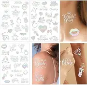 Jadeso Cheers Bachelorette Temporary Tattoos, 60 Styles Bride Glitter Temporary Tattoos, Bachelorette Party Decorations, Bridesmaid Favor + Bride To Be + Diamonds, Fake Tattoos