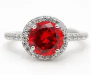 3CT Fire Garnet & White Topaz 925 Sterling Silver Ring Jewelry Sz 6 IB2-6