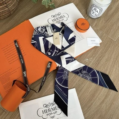 Brand New HERMES Twilly Spring Spring Carriage Pattern Marine