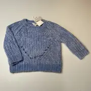 Girls size 2, Pumpkin Patch, blue chenille sweater / jumper, NEW