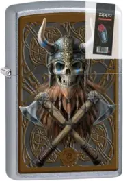 Zippo 74423 Anne Stokes Viking Warrior Skull Lighter + FLINT PACK