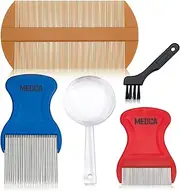 Premium 5 Piece Lice Kit - Nit Removal Fine Tooth Comb and Magnifier Full Treatment Set - BS0765G Lice Comb Set