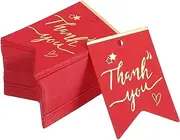 SHERCHPRY 100pcs Creative Thank You Labels for Weddings and Birthdays Tags with Prepunched for Easy Attachment Elegant Decorative Hanging Tags for Party Favors
