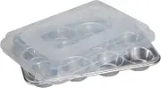 Nordic Ware Natural Aluminum Commercial Muffin Pan with Lid, 12 Cup