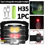Headlamp Flashlight 1200 Lumen LED USB Rechargeable Headlight White Red Light