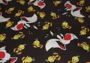 TWEETY BIRD & SYLVESTER Looney Tunes/Warner Brothers Cotton Fabric OOP 1994 1yd