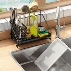Sponge Brush Organizer Space-saving Kitchen Rack Sink Caddy with Drainage Tray
