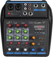 Snblzhef 4 Channel Audio Mixer Mini Sound Mixing Console Bluetooth 48V Power Supply for Music DJ Recording Karaoke System
