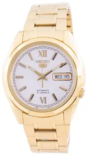 Seiko 5 Automatic White Dial Gold Tone Stainless Steel SNKL58K1 30M Mens Watch