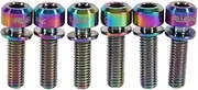 6Pcs Bike Stem Bolt, Titanium Alloy Hex Tapered Bike Stem Bicycle Headset Bolt Screw with Washers(Rainbow)