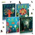 A PEEK-THROUGH PICTURE BOOK -TREE/BEE/MOON/SEA大自然洞洞藝術美感繪本