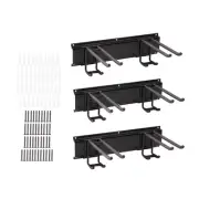 Wall Mount Tool Storage Rack with 6 Metal Hooks for Ski Gears Snowboard Rake