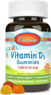 Carlson Kid'S Vitamin D3 Gummies 1000 IU (25 Mcg), 60 Gummies