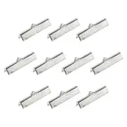 50Pcs Ribbon Crimp Clamp Ends 30mm Cord End Clasp for DIY Craft Silver Tone