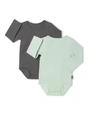 [Bonds] Wondercool Eyelet Long Sleeve Bodysuit 2 Pack in Pitcher/Mint Gelat
