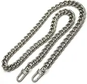 Bag Straps 10mm Replacement Purse Aluminum Chains Gold, Silver, Gun Black Chain Shoulder Crossbody Bag Chain Straps Straps for Bags, Silver, 160