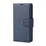 iPhone 16 Compatible Case Cover With Leather Flip Wallet - Navy
