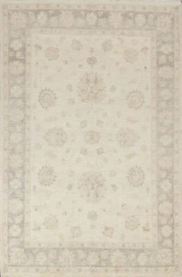 All-Over Bohemian Chobi Peshawar Pakistani Area Rug Hand-Knotted 6x8 ft Ivory