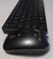 Microsoft Logitech black narrow keyboard with Black Mouse M557