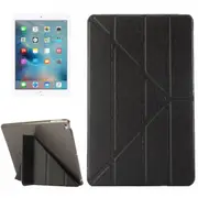 For iPad 2018,2017 Case,Elegant Silk Textured 3-folding Leather Cover,Black